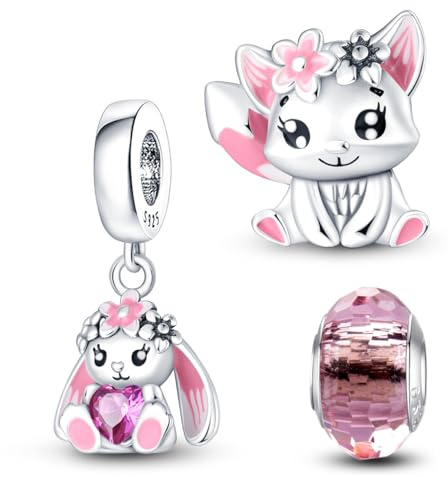 HappyStar charm anhänger silber 925 Eule Chamäleon Insekten blumen Charme Bead Charms für Damen Kompatibel Armbänder Halsketten(Mit einer Space Bead)