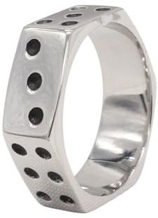 OAKKY Personalità Creativo Hip Hop Forme Geometriche Argento Dadi Anelli Uomo Donna Titanio Acciaio Taglia 22