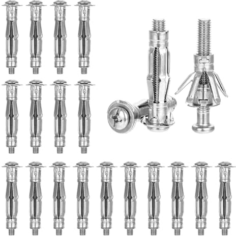 20 Stück Hohlraumdübel M6x52mm Verzinkt, Robust Rigipsdübel Für Sichere Befestigungen In Gipskartonplatten Und Hohlwänden, Mit 9.5mm Scheibe, Für 3-20mm Materialstärken.(20, M6x52mm) Hohle