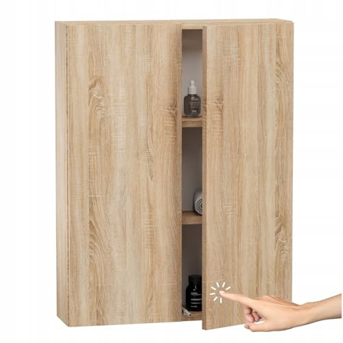 Miradu Badezimmerschrank hängend mit Push-to-Open-Fronten, Waschmaschinenschrank, badezimmerschränke, badschrank hängend, Waschbeckenunterschrank,wc Schrank, wandschrank (Sonoma-Eiche, 78x60x17)