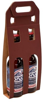 GRAF-GENIUS Estuche Regalo de Cartón para 2 Botellas de Cerveza Longneck, Caja Personalizable, Reciclable y Resistente a la Humedad, Bordeaux, 33 cl (Pack de 25)