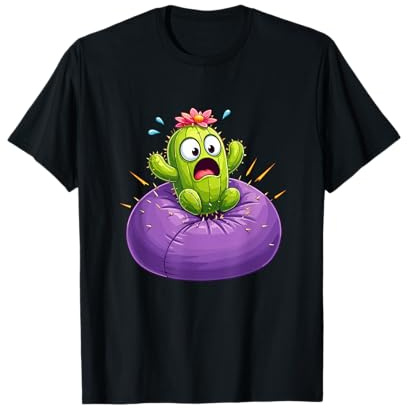 Cactus Mignon Effrayant sur Pouf Violet Humour T-Shirt
