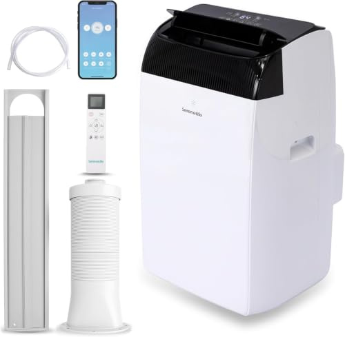 SereneLife Climatiseur portable 14 000 BTU avec WiFi, climatiseur 3 en 1 froid, déshumidificateur et ventilateur, contrôle par application, silencieux avec kit de fenêtre