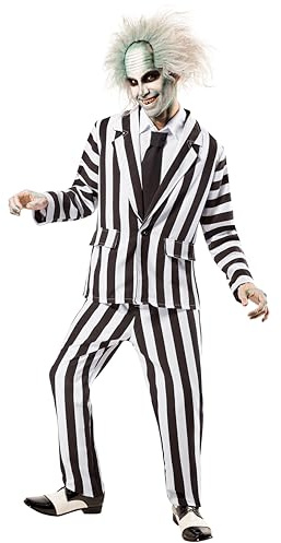 Rubie's Beetlejuice Deluxe Kostüm für Herren, Schwarz/Weiß, XL