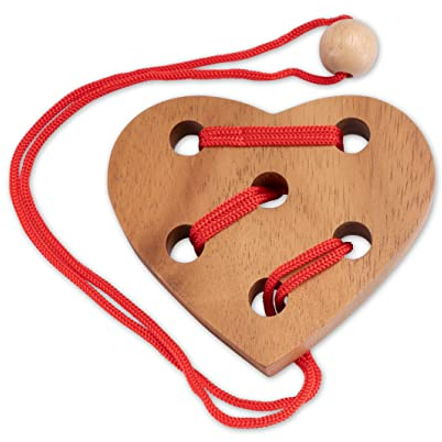 Herz Puzzle - Schnurpuzzle - Denkspiel - Knobelspiel - Geduldspiel - Logikspiel aus Holz