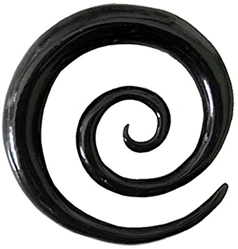 Chic-Net Tribal Buffalo Horn Piercing schwarz XL-Spirale Plug Expander Ohrhänger Ohrstecker 06 mm