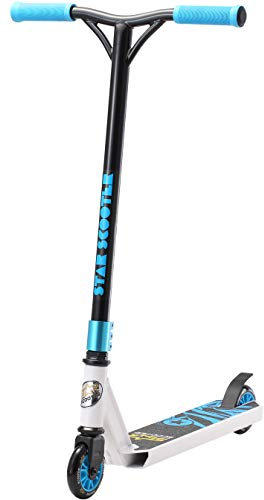 STAR SCOOTER Premium Freestyle Stuntscooter Monopattino eccezionale prezzo-prestazioni | Edizione 100mm Evoluto Accesso | Bianco (Opaco) & Azzurro Blu