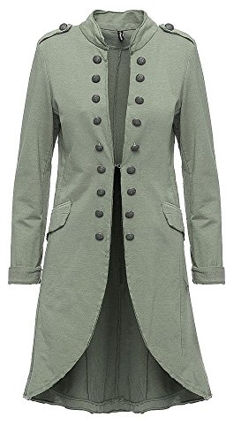 Madonna Damen Blazer Damenjacke Admiral Jacke Military Army Style Lang S -XXL XXXL (Khaki, L /40)