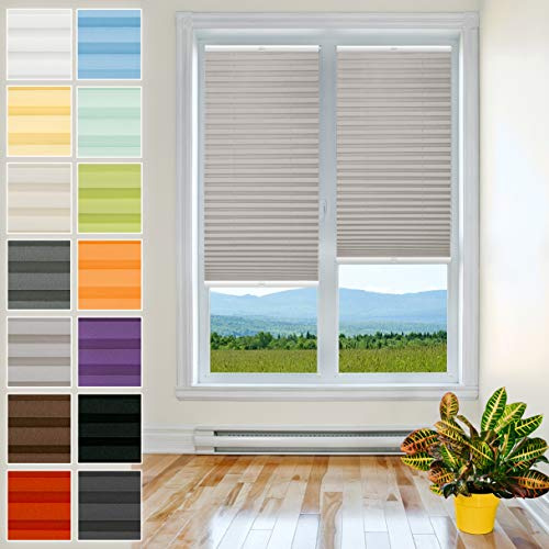 Plisart Premium Plissee Klemmfix Ohne Bohren, Grau 80x130cm, Sonnenschutz, Lichtdurchlässig, Easyfix Rollo Plissees für Fenster, Faltrollo, Jalousie zum Klemmen, Plisseerollo