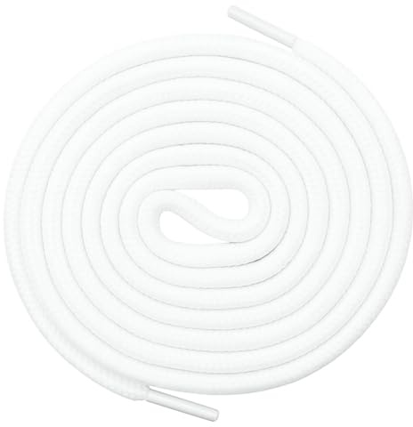 White Round Shoelaces 120cm Long 4mm Wide Replacement Laces for Trainers