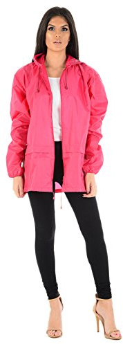 MyShoeStore Unisex Plain Kagool Raincoat Mens Womens Ladies Waterproof Summer Hooded Cagoule Lightweight Casual Jacket Shower Proof Windbreaker Kagoul Outdoor Festival Mac Tops(Cherry, M)