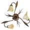 ONLI Forgiata - Lampada da Soffitto 3 Luci, Vetro opaco color Ambra, Metallo Marrone spennelato Oro