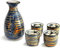 Service à saké Ensemble de coupe à saké traditionnel peint à la main Motif porcelaine poterie en céramique Tasses Crafts Verres à vin 5 pièces Blue Rich