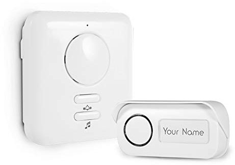 Kit campanello senza fili Glossy - Portata di 150 m in campo libero - 55 suonerie a scelta - Dotato di clip per cintura