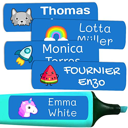 Adesivi Personalizzati 50 pezzi, 6 x 2 cm, Per Marcare Piccoli Oggetti, Resistenti a Lavastoviglie e Microonde, Perfetti per Scuola, Blu Scuro, Etichette Adesive Impermeabili Personalizzate.