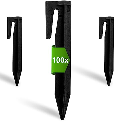 ECENCE Erdnägel für Mähroboter - 100 Stück Erdspieße für Begrenzungskabel, Rasenroboter Erdanker, Kompatibel mit Husqvarna, Gardena, Worx, Robomow, Yard Force & Bosch