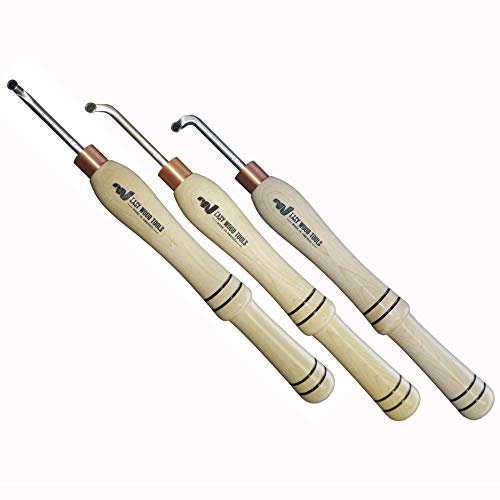 Easy Wood Tools 3 Piece (6504) Mini Hollowers Set for Miniature Hollow Forms. Set includes #1, #2 and #3 Hollowers come equipped with Ci5-NR Patented Negative Rake Carbide Cutters