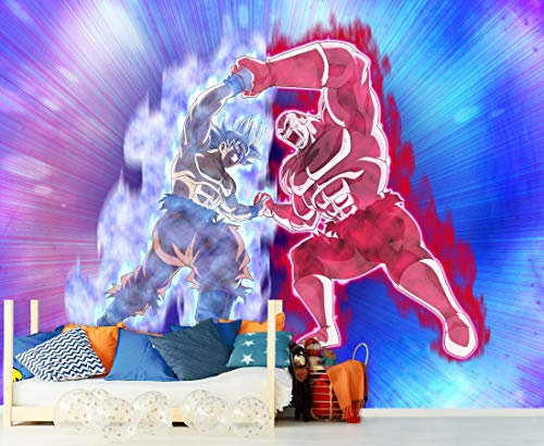 Wandtapete aus Vinyl und Tapete Dragon Ball Super Goku und Jiren Offizielles Produkt | verschiedene Größen | Fototapete für Wände | Originalprodukt | Heimdekoration | DBS 350x250cm