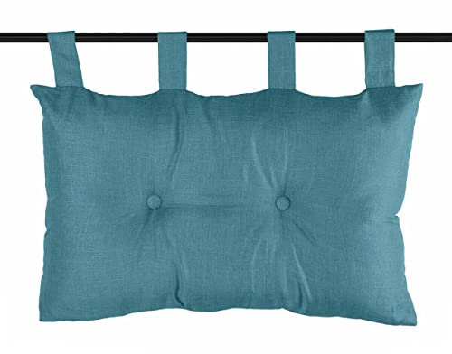Caritex Cuscino Testata Letto Singolo o Matrimoniale, Testiera Letti Imbottita, Schienale Letto con Bottoni Decorativi, 45x70 cm, Con Passanti Per un Facile Montaggio BEA S809 (Turchese)