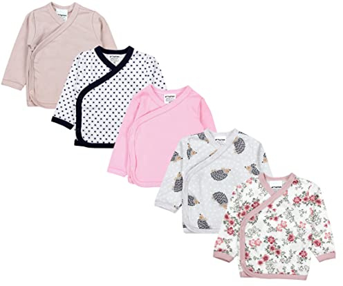 TupTam Baby Mädchen Langarm Wickelshirt Baumwolle 5er Set, Farbe: Mehrfarbig 8, Größe: 74