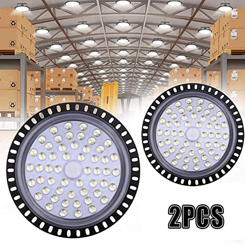 WZTO 2 Stücke 200W LED UFO Industrielampe, 20000LM Hallenstrahler, SMD 2835 High Bay Licht, Kaltweiß 6000-6500K, 120° Abstrahlwinkel für Deckenleuchte, Hallenbeleuchtung, Werkstattbeleuchtung