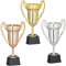 Relaxdays Coppe, Set 12 Trofei, Sport & Feste, Senza Scritta, Plastica, Premiazioni Bambini, 22,5x13,5x8,5 cm,Multicolore