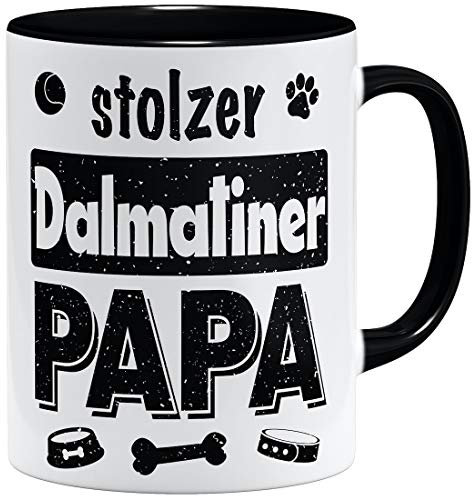 OM3® Fierté Dalmatien Papa Tasse | Tasse en céramique | 325 ml | Imprimé des deux côtés | Noir