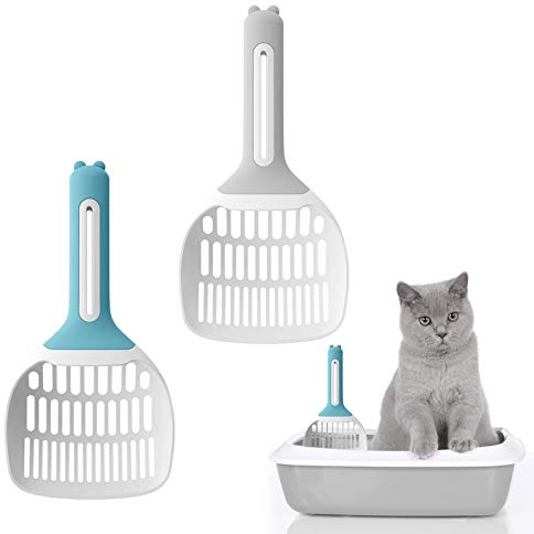 LxwSin Katzenstreuschaufel, 2 Stück Katzenkotschaufel mit Rutschfestem Griff Leicht zu Reinigen Premium Katzenstreuschaufel, Langlebige Katzenstreu Schaufel für Reinigung von Katzensandtoiletten