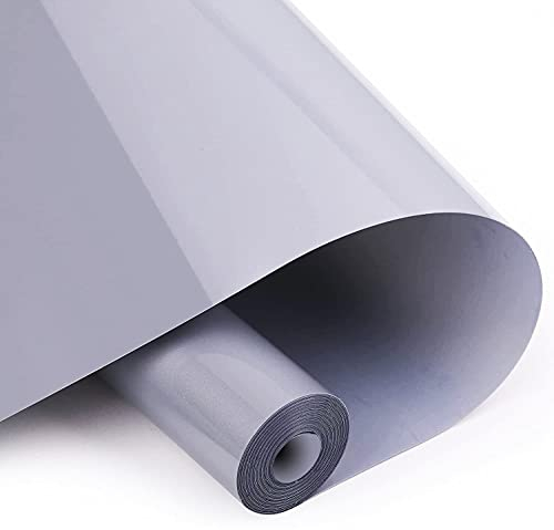 HTV Iron on Vinyl 12inch x10 Feet Roll for Silhouette and Cricut Easy to Cut & Weed Iron on Heat Transfer Vinyl DIY Heat Press Design for T-Shirts White (sliver)