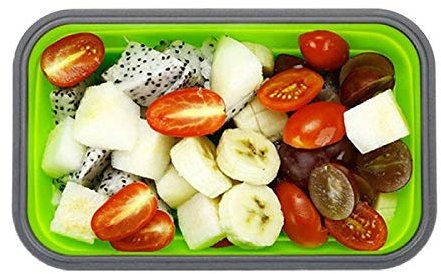 Fiambrera de silicona Fiambrera de silicona plegable Contenedores de almacenamiento de alimentos Microondas ecológico Bento Folding Box-red_35050080012004PCS