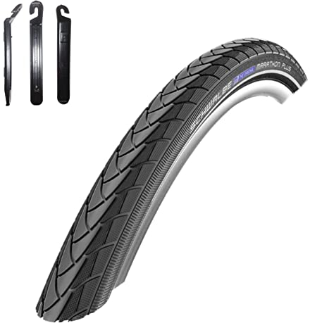 1 x Schwalbe Marathon Plus Fahrradreifen SmartGuard Reflex Pannenschutz unplattbar 47-622 (28 x 1,75) inkl. 3 Reifenheber