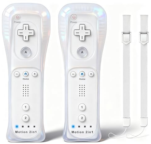 Covanm Confezione da 2 telecomandi Wii con Motion Plus | Controller wireless per Nintendo Wii e Wii U, con custodia in silicone e cinturino da polso, nessun Nunchucks