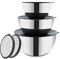 BEM Edelstahl Schüssel Set mit Deckel und Reibe, 3 Größe 1.8L 3.4L 5.5L, Große Salatschüssel, Teigschüssel, Servierschüssel, Rührschüssel Set, Metallschüssel