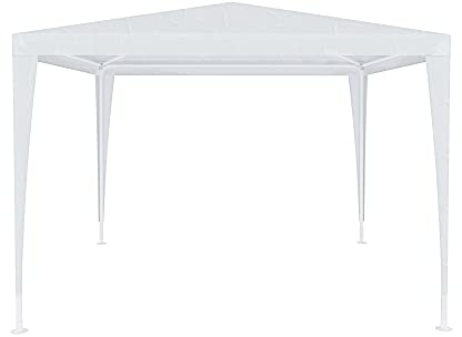Gazebo Struttura in Acciaio Copertura In PE 110 gr/m² Impermeabile Idrorepellente Resistente Raggi Solari UV Tenda Ombrellone Per Fiere Piscina Bianco Pic Nic Giardino Campeggio Esterno 3 x 3 Metri