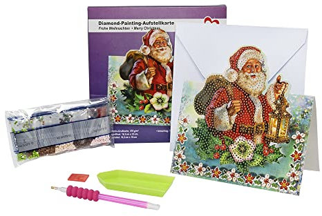 Ideen mit Herz Diamond-Painting-Aufstellkarte | 370 g/m² | 16,3 cm x 16 cm | inkl. Briefumschlag & Werkzeug (Frohe Weihnachten)