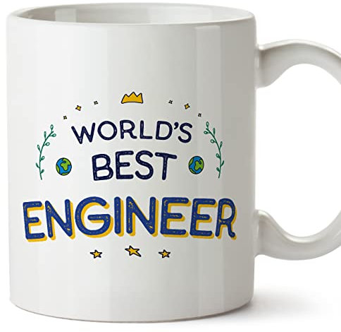 MUGFFINS Engineer Mug - in English - World's Best - Funny Gift for Colleagues - Ceramic 11oz Mug