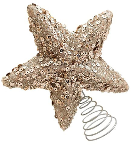 LABRIMP Adorno para Árbol de Navidad Decorativa de Cinco Puntas Color Champán 15 Cm Instalación Sencilla Accesorio Festivo para Decoración de Fiestas y Fotografía