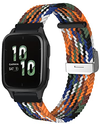 ToVioc Nylon Bracelet Compatible avec Garmin vivoactive 5 / vívomove Trend/Garmin Venu Sq 2 music, 20mm Ajustable Élastique Sport Bracelet Hommes et aux Dames pour Garmin Venu 2 Plus - Gris Coloré