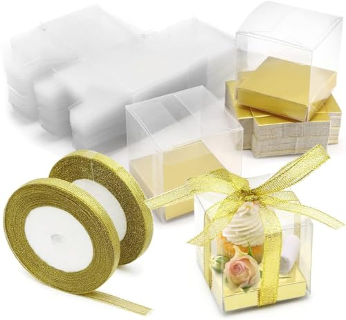 50 Stück Geschenkschachtel Klein durchsichtig Geschenkbox mit Deckel durchsichtige Schachtel Transparent Box 5 x 5 x 5cm für Hochzeit Geburtstag Party