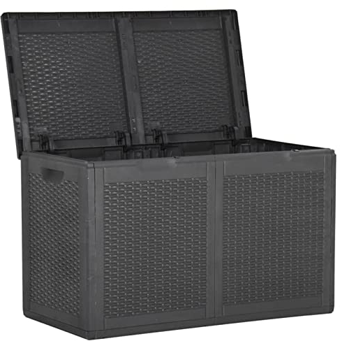 Garden storage box 180 L black PP rattan