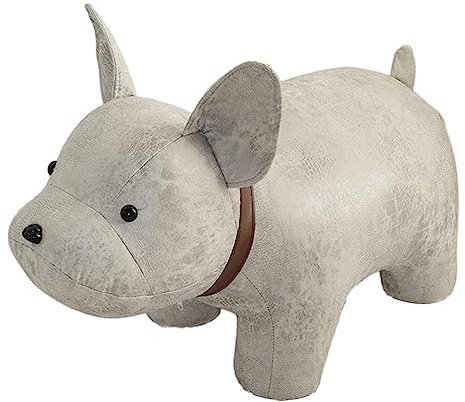 LOVIVER Tier-Fußhocker, Fußstütze, mit Holzbeinen, Cartoon-Bank, tragbare Aufbewahrung, niedlicher Ottoman-Hocker, Sofa-Teehocker für Gästezimmer, weißer Hund