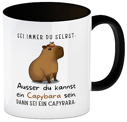 Sé siempre tú mismo, a menos que puedas ser un capibara, taza de café en negro, una divertida taza para el trabajo diario Capybara Wasserschwein Taza de café linda motivación