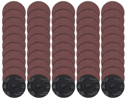 LEONTOOL 50 Pack roll Lock Quick Change Discs 2 Inches 240 Grit Sanding Discs for drill Aluminum Oxide Coated Die Grinder Accessories Surface Conditioning Tool for Rust Paint Removal