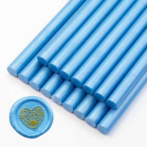 Wachs-Siegel-Sticks, Ioggtser 16 Stück Klebepistole Wachs-Siegel-Sticks für Wachs-Siegel-Stempel, Siegel-Wachs-Sticks für die Herstellung exquisiter Wachs-Siegel(Sky Blue)