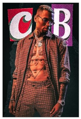 GUyfam Sängerposter Chris Brown Poster (3) Leinwand Poster Wandkunst Dekor Druck Bild Gemälde für Wohnzimmer Schlafzimmer Dekoration 30 x 45 cm