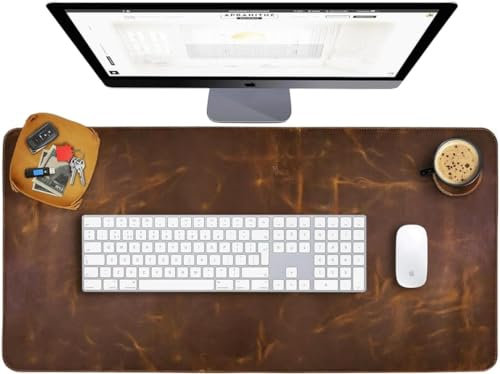 ALCRAFT R Combo Schreibtischmatten-Set aus superglattem Leder, 63 x 35 cm, Schreibtischabdeckung, Computermatte für Tastatur, Gaming, Mauspad, Tisch, Laptop, Büro, Desktop-Zubehör, Antik-Optik, 2 mm