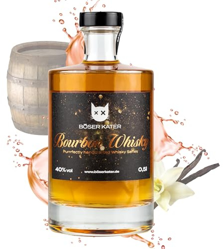 BÖSER KATER Bourbon Whisky | Fassgelagert & Handgemacht 0,5l | Das perfekte Geschenk für jeden Anlass | Einzigartig vollmundiger Geschmack | Noten von Karamell, Honig & Vanille 40% Vol.