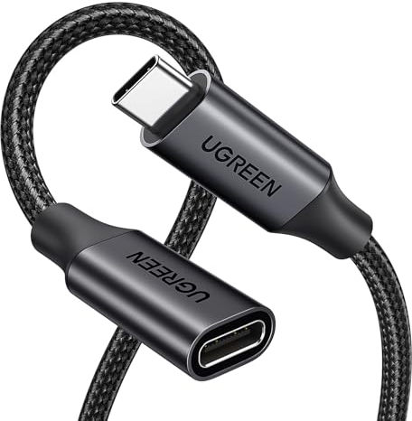 UGREEN 100W USB C Extension Cable 10Gbps 4K 60Hz USB 3.2 Male to Female Fast Charge Extension Lead Compatible with MacBook Pro M3, iPad Pro 2021/Air 5, iPhone 16/15, Galaxy S24 Ultra Black, 0.5M