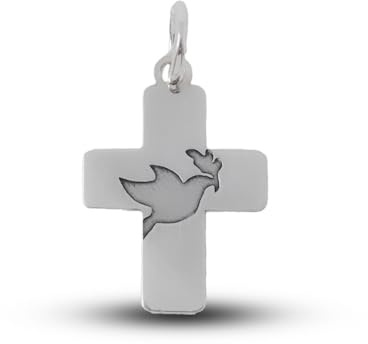 Inmaculada Romero IR Cruz Colgante Primera Comunión Plata Ley 925m unisex 22mm. Paloma Espíritu Santo láser centro