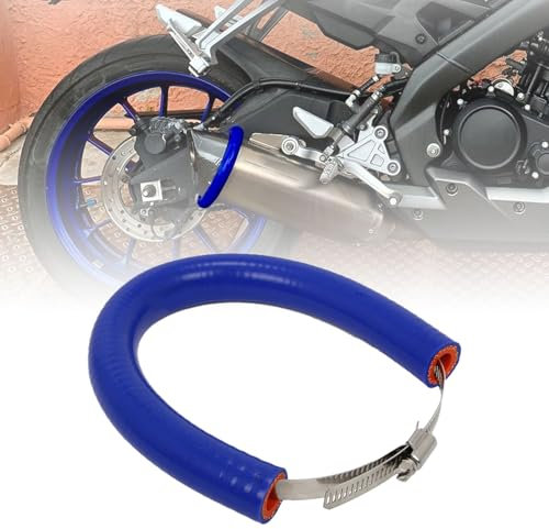 JFG RACING 64 cm/25,2 Protection Pot Echappement Moto,Protection Collier Echappement Réglable Universelle pour Pit Dirt Bike Motocross Supermoto Enduro Scooter Bleu